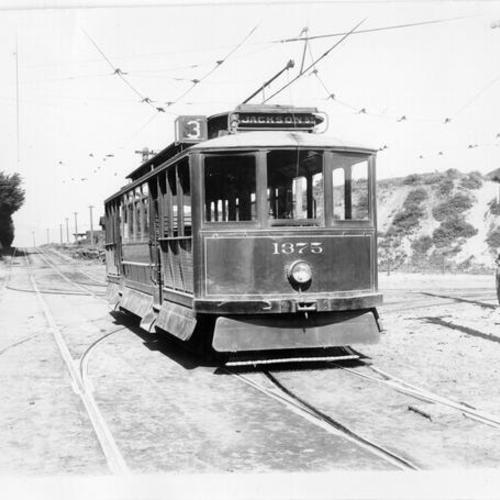 [Market Street railroad 3 line streetcar at 33rd Avenue and Clement]