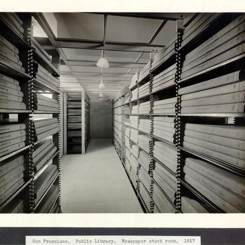 San Francisco. Public Library. Newspaper stack room. 1917