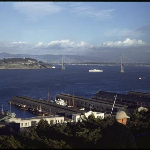 View of San Francisco Bay and Bay Bridge from Telegraph Hill