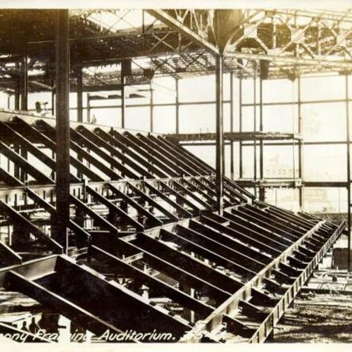 [Construction of San Francisco Civic Auditorium - balcony framing]