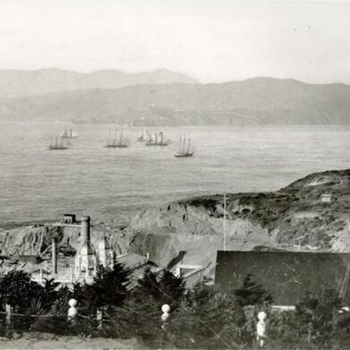 [Sutro Baths, with sailboats in the background]