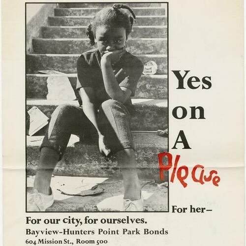 "Yes on A" Bayview-Hunters Point Park Bonds flier