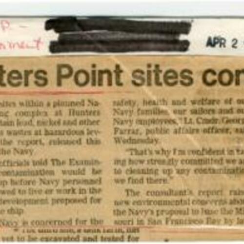 Navy told Hunters Point sites contaminated