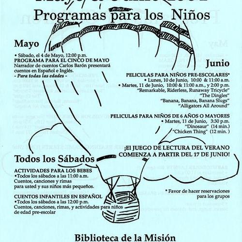 Programs for Children, program flyer (Spanish), May and June 1991