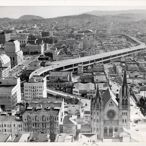 [Aerial view of Central Freeway]
