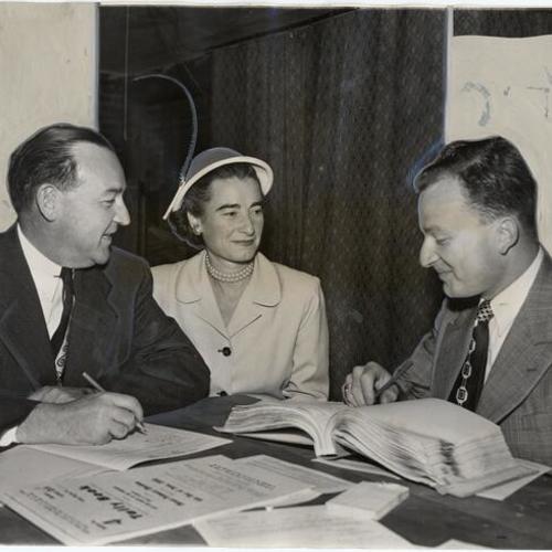 [District Attorney Edmund G. Brown and his wife at their polling place]