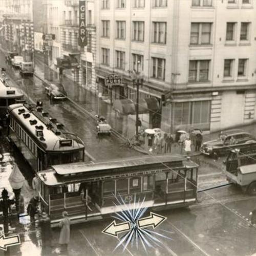 [Scene of cable car accident at Jones and Geary streets]