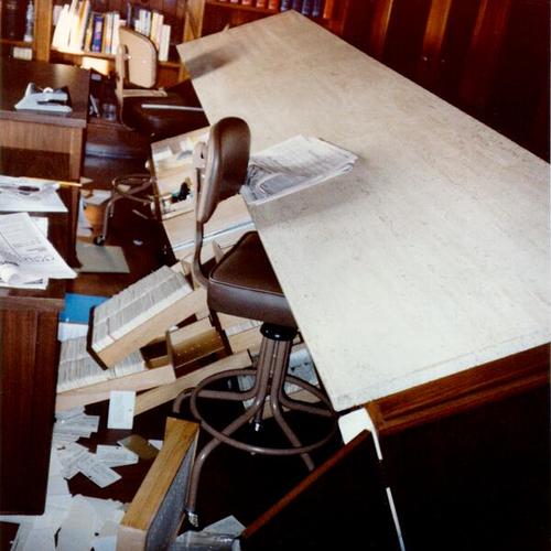 [Damage in the Special Collections department of San Francisco Public Library caused by the October 17, 1989 Loma Prieta Earthquake]