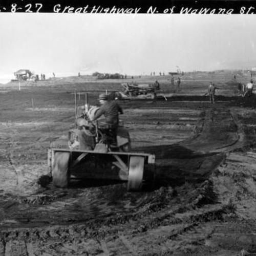 [Construction of Great Highway north of Wawona Street]