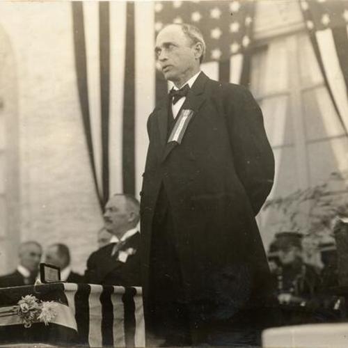 [Governor Moses Alexander speaking on Idaho Day at the Panama-Pacific International Exposition]