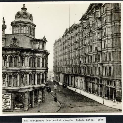 New Montgomery from Market Street. Palace Hotel. 1876