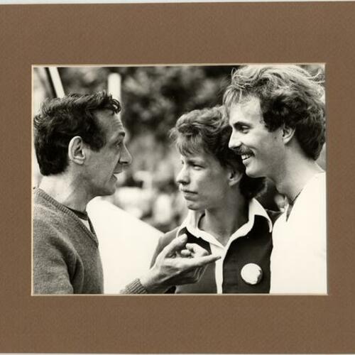 [Harvey Milk talking with activists Steve Badeau and Dick Pabich]