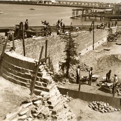 [Repairing the sea wall at Aquatic Park]