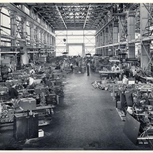 [One bay of inside machine shop - Naval Drydocks, Hunter's Point]