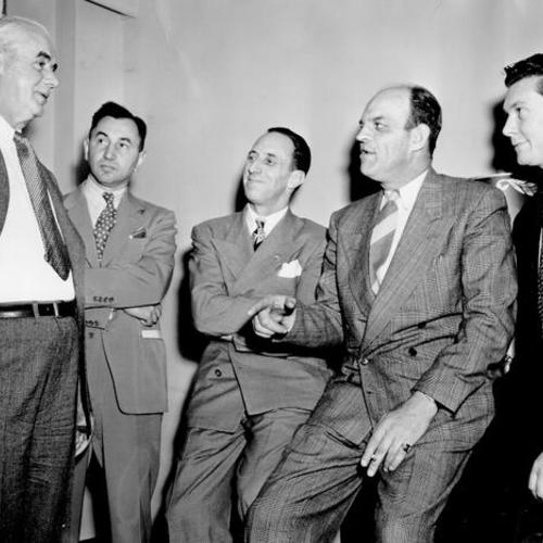 [Harry Bridges meeting with other Maritime leaders to discuss strike negotiations]