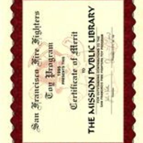 Certificate of Merit to Mission Branch, 1995