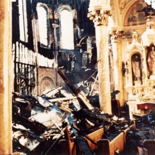 [Interior of St. Anthony's church after a fire]