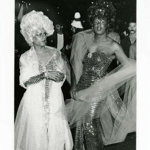 [Sylvester the Disco Diva is on the right in 1976 during Halloween in the Castro]
