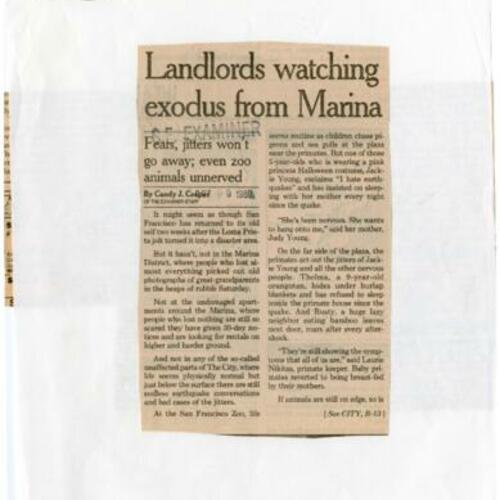 Landlords watching exodus from Marina - SF Examiner Oct 29 1989