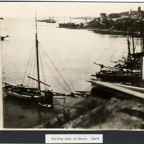 Sailing ship at wharf. 1857?