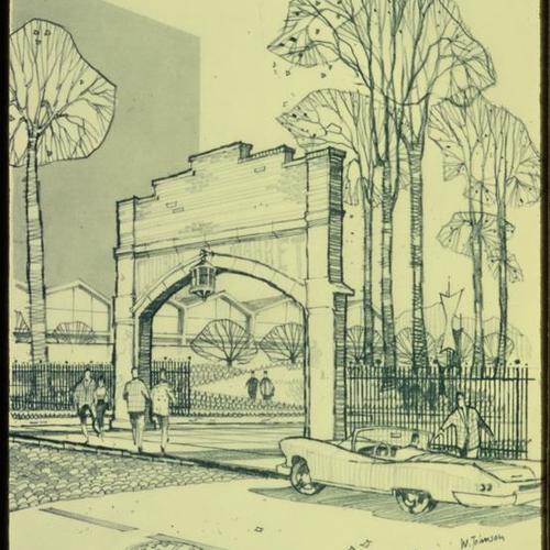 Architectural drawing of Colombo Market Arch at Sydney Walton Square