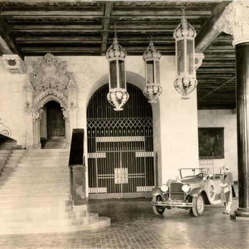 [Interior of Earle C. Anthony automobile showroom]