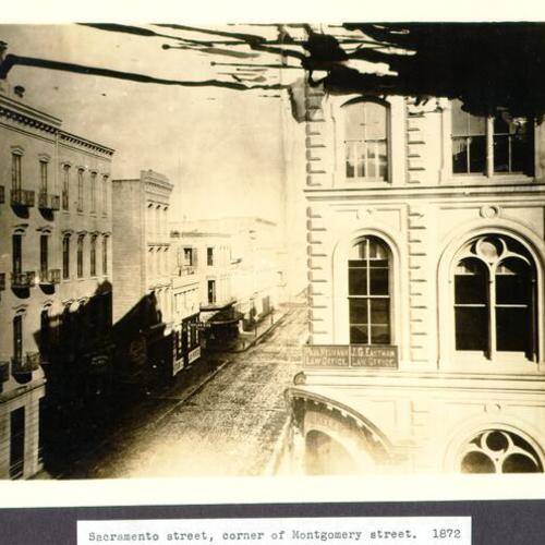 Sacramento street, corner of Montgomery street. 1872