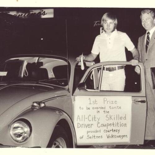 [George Washington High School student awarded a Volkswagen in "All-City Skilled Driver Competition"]