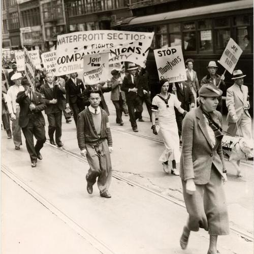 [Members of Communist Party marching during May Day Parade]