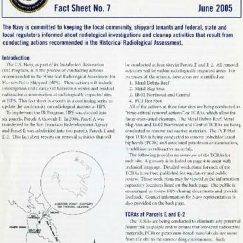 Hunters Point Shipyard Removal Actions at the Parcel E/E-2 Shoreline Fact Sheet No. 7
