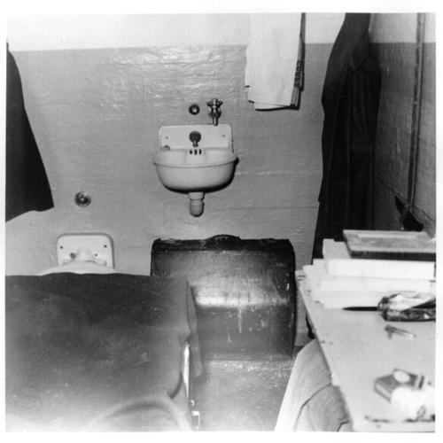 [Alcatraz Prison cell from which convict Frank Lee Morris escaped]