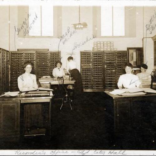 [City Hall clerks working in the Recorder's Office]