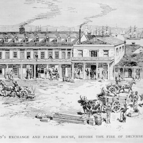 [Dennison's Exchange and Parker House, before the fire of December, 1849]