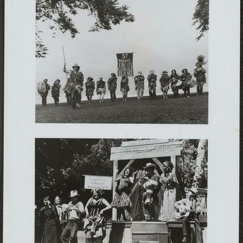 San Francisco Mime Troupe Gorilla Band in 1968 (top) and False Promises in 1976 (bottom)