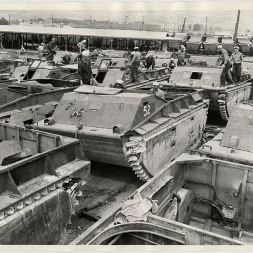 [Part of a group of twenty-two Amphibian tractors damaged in the invasion of Tarawa]