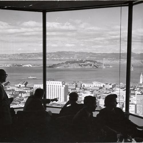 [View of the bay from the Top of the Mark at the Mark Hopkins Hotel]