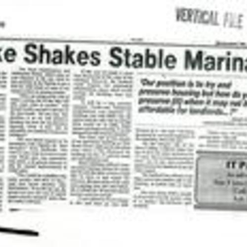 Quake shakes stable marina rents