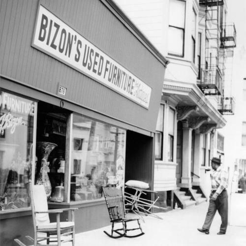 [Bizon's Used Furniture and Antiques store on McAllister Street]
