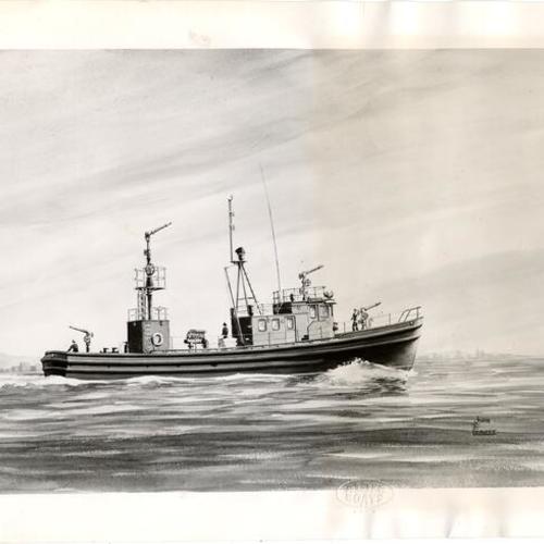 [Painting of new steel-hulled fireboat]