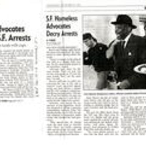 Homeless Advocates Decry New SF Arrests, San Francisco Chronicle, November 10 1999