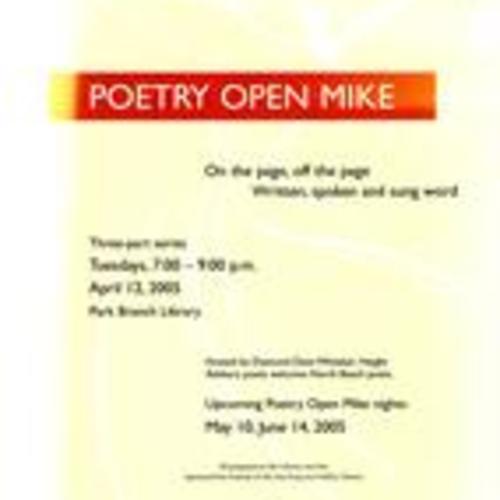 Poetry Open Mike, Poster, April 2005, Park Branch