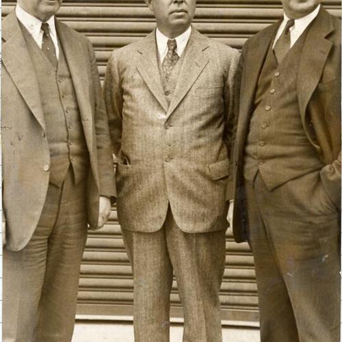 [Three officials of the Matson Navigation Company during the stevedore strike of 1933]