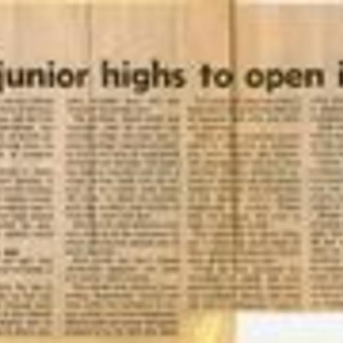 First look at City's 2 new junior highs; newspaper article, San Francisco Progress (p. 2 of 2),  12-18-1970