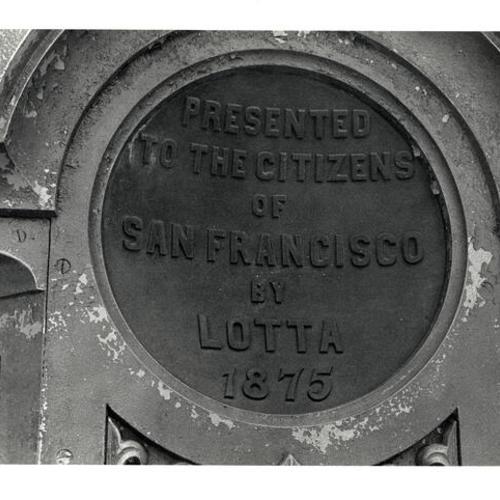 [Inscription on the side of Lotta's Fountain]