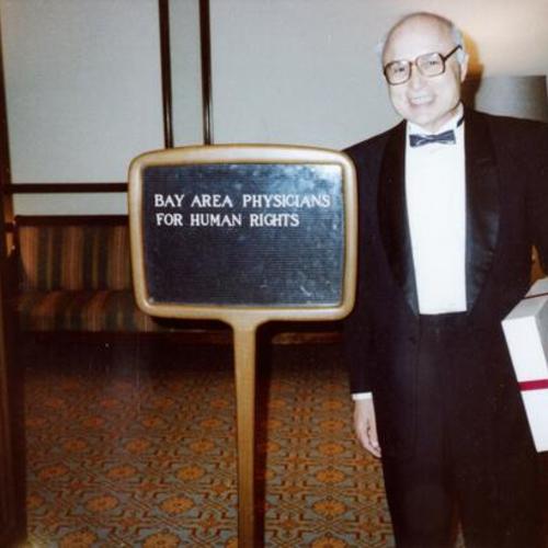 [After receiving award from Bay Area Physicians for Human Rights for editing Newsletter, The Baphron, for 7 to 8 years 1992]