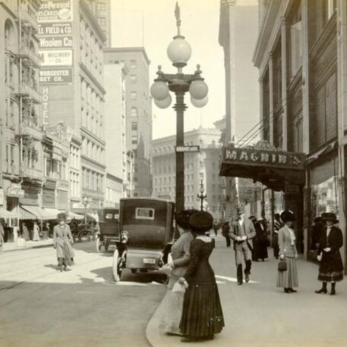 [I. Magnin's department store east on Geary street from Grant avenue]