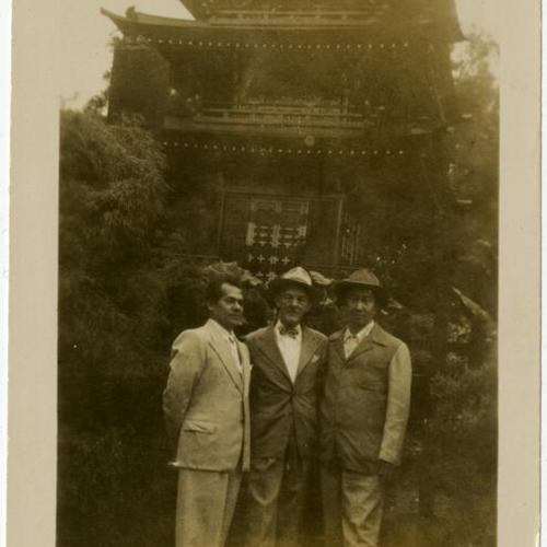 [Frank and two ship mates at the Japanese Tea Garden in Golden Gate Park]