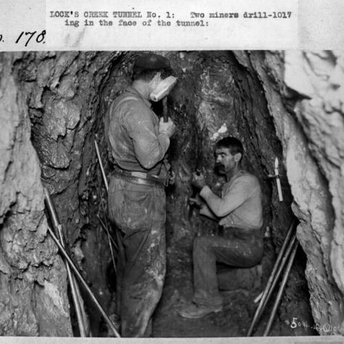 [Water Dept. Locks Creek Tunnel # 1, 2 Miners in Tunnel]