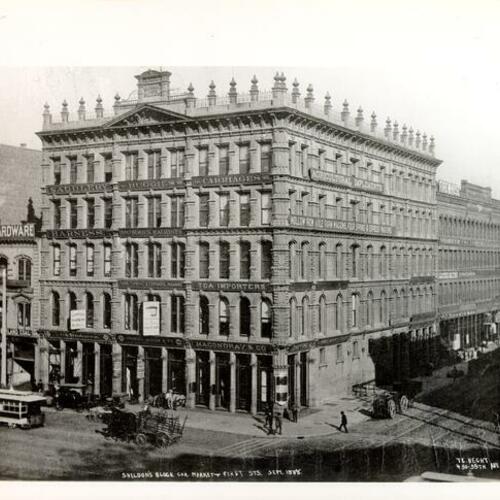[Sheldon Block, southeast corner of Market and First streets]