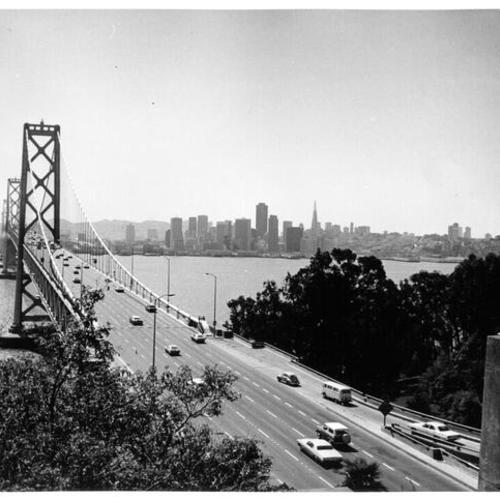 [View of the western side of the San Francisco-Oakland Bay Bridge from Yerba Buena Island]
